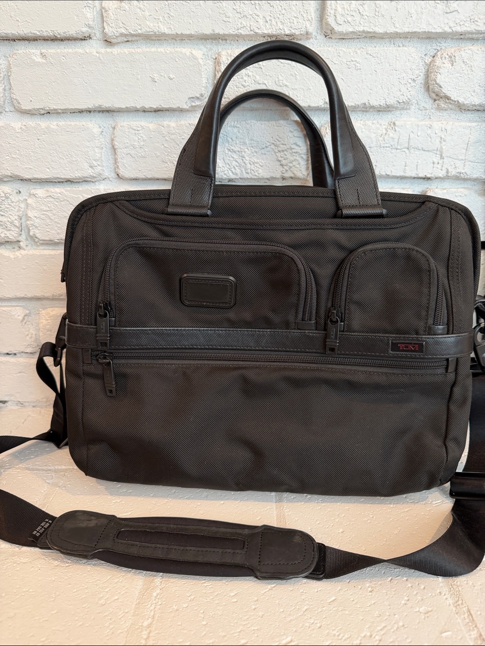 Tumi Black Alpha Laptop Briefcase with Shoulder Strap